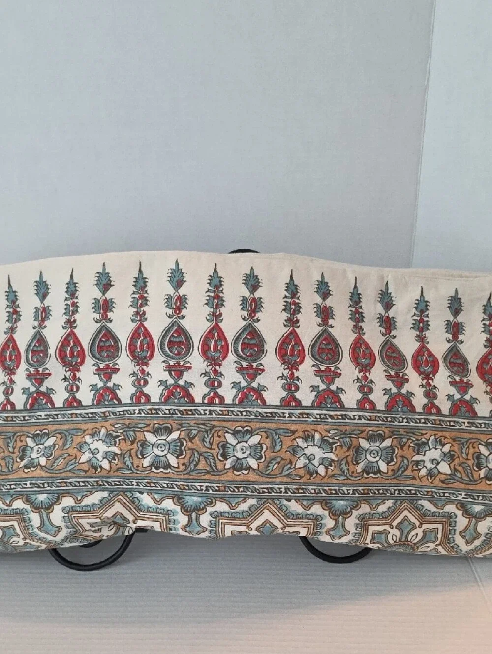 Pottery Barn Teal, Cream Medallion Paisley Full/Queen Duvet Cover Standard Shams